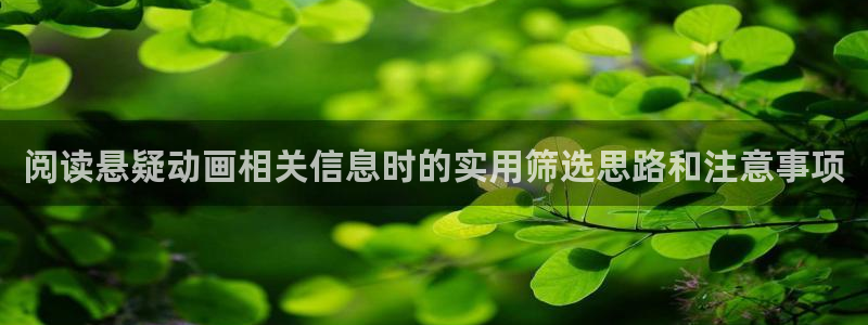 动漫更新列表：阅读悬疑动画相关信息时的实用筛选思路和注意事项